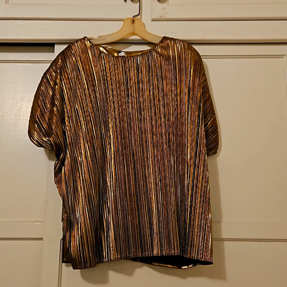 Fitting Image Shiny Gold Short Sleeve Shirt 18/20 NWT